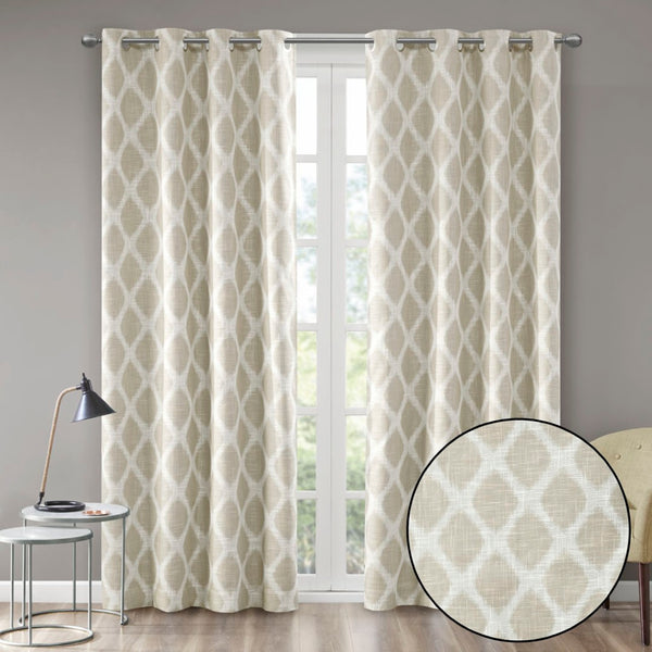 English Elm Printed Ikat Blackout Curtain Panel – Stylish Energy-Efficient Window Treatment For Modern Rooms B03599802-GIGA