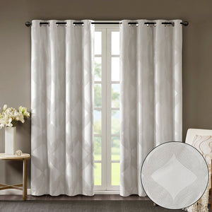 English Elm Ogee Knitted Jacquard Total Blackout Curtain Panel – Luxurious Privacy, Noise Reduction & Style B03599793