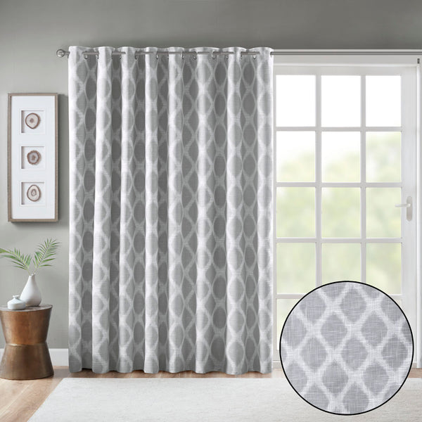 English Elm Printed SunSmart Blakesly Ikat Blackout Patio Panel with Energy-Saving FoamBack, Silver Grommets, 100x84" Grey 3.54 L x 10.24 W x 12.2 H B03599825