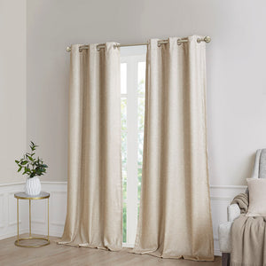 English Elm Tonal SunSmart Como Faux Silk Total Blackout Curtain Panel Pair with Thermal Foamback and Grommets taupe 6.59 L x 16.14 W x 7.48 H B03599836