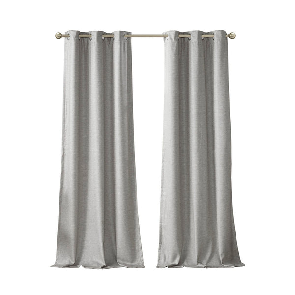 English Elm Tonal SunSmart Como Faux Silk Total Blackout Curtain Panel Pair with Thermal Foamback and Grommets Grey 6.59 L x 16.14 W x 7.48 H B03599838