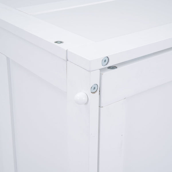 English Elm Queen Space-Saving Murphy Bed with Rotating Desk and Built-In Shelves, Solid Wood Cabinet Design, 600lb Capacity White GX000340AAK