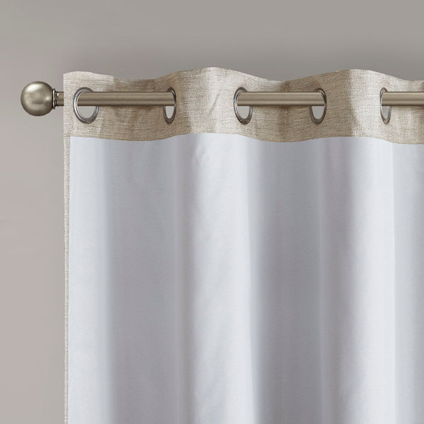 English Elm Tonal SunSmart Como Faux Silk Total Blackout Curtain Panel Pair with Thermal Foamback and Grommets taupe 6.59 L x 16.14 W x 7.48 H B03599836
