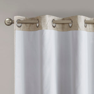 English Elm Tonal SunSmart Como Faux Silk Total Blackout Curtain Panels Pair with Thermal Foam‑Back, Grommet Top taupe 6.59 L x 16.14 W x 6.69 H B03599835