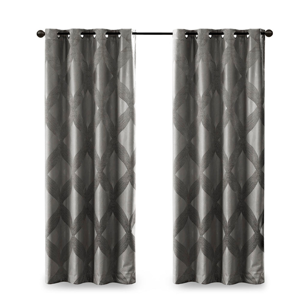 English Elm Ogee Knitted Jacquard Blackout Curtain Panel - Luxurious Privacy, Noise Reduction & Energy Savings B03599797