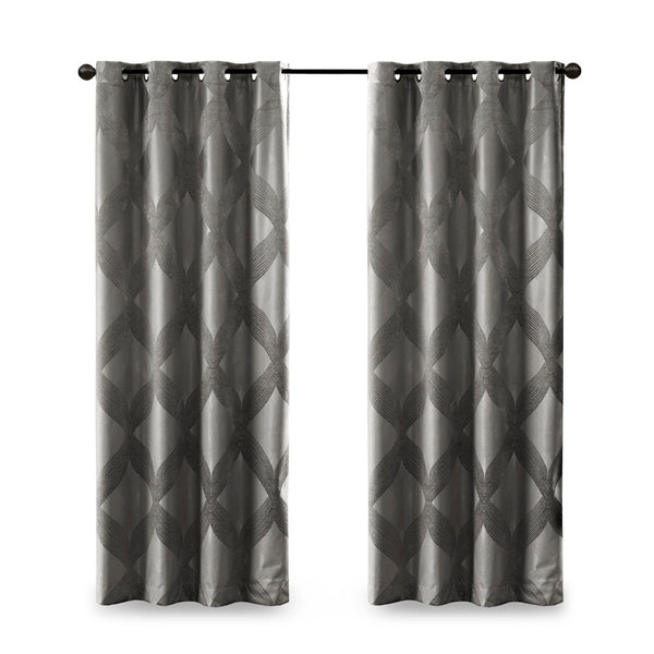 English Elm Ogee Knitted Jacquard Blackout Curtain Panel - Luxurious Privacy, Noise Reduction & Energy Savings B03599797