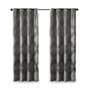 English Elm Ogee Knitted Jacquard Total Blackout Curtain Panel - Elegant Design With Noise Reduction & Insulation B03599795