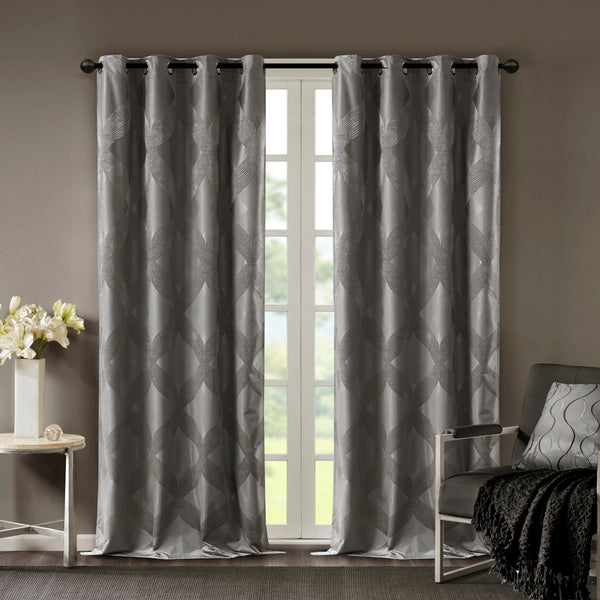 English Elm Ogee Knitted Jacquard Blackout Curtain Panel - Luxurious Privacy, Noise Reduction & Energy Savings B03599797