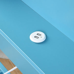 English Elm Metal Twin Size Daybed with Trundle, Built-In Shelves & USB Charging Ports for Small Spaces Blue GX001118AAC