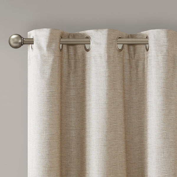 English Elm Tonal SunSmart Como Faux Silk Total Blackout Curtain Panel Pair with Thermal Foamback and Grommets taupe 6.59 L x 16.14 W x 7.48 H B03599836
