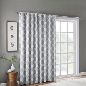 English Elm Printed SunSmart Blakesly Ikat Blackout Patio Panel with Energy-Saving FoamBack, Silver Grommets, 100x84" Grey 3.54 L x 10.24 W x 12.2 H B03599825