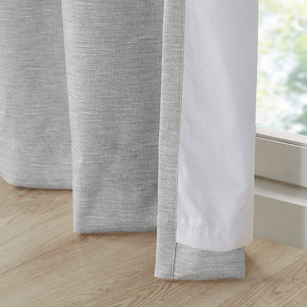 English Elm Tonal SunSmart Como Faux Silk Total Blackout Curtain Panel Pair with Thermal Foamback and Grommets Grey 6.59 L x 16.14 W x 7.48 H B03599838