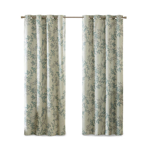 English Elm Printed Botanical Blackout Curtain Panel — SunSmart Julie textured polyester slub with noise-reducing foamback for energy savings and privacy, silver grommet top, 50x95" Aqua 3.05 L x 10.24 W x 8.66 H B03599782