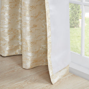 English Elm Jacquard Marble Weave Blackout Curtain Panel Gold Formal Bedroom Theater Room B03599768