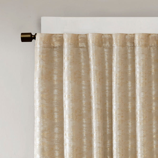 English Elm Jacquard Marble Weave Blackout Curtain Panel Gold Formal Bedroom Theater Room B03599768