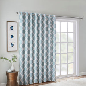 English Elm Printed SunSmart Blakesly Ikat Blackout Patio Panel with Energy-Saving FoamBack, Silver Grommets, 100x84" Aqua 3.54 L x 10.24 W x 12.2 H B03599826
