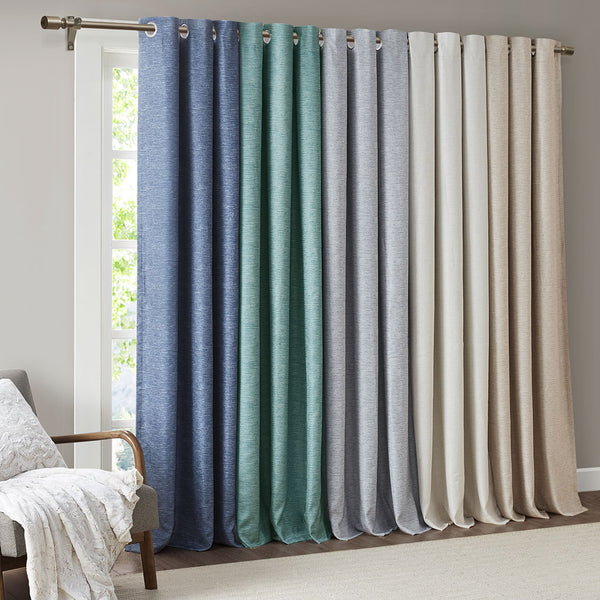 English Elm Tonal SunSmart Como Faux Silk Total Blackout Curtain Panel Pair with Thermal Foamback and Grommets taupe 6.59 L x 16.14 W x 7.48 H B03599836