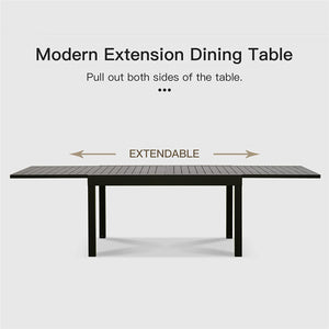 English Elm Large Extendable Patio Dining Table – Adjustable 53–106" Aluminum Top, Height‑Level Legs, Seats 6–8, Waterproof Dark Brown W1859111349