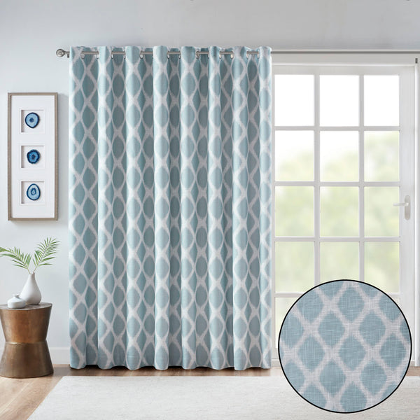 English Elm Printed SunSmart Blakesly Ikat Blackout Patio Panel with Energy-Saving FoamBack, Silver Grommets, 100x84" Aqua 3.54 L x 10.24 W x 12.2 H B03599826