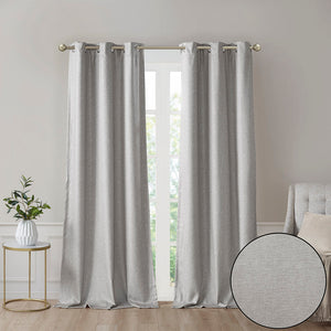 English Elm Tonal SunSmart Como Faux Silk Total Blackout Curtain Panel Pair with Thermal Foamback and Grommets Grey 6.59 L x 16.14 W x 7.48 H B03599838