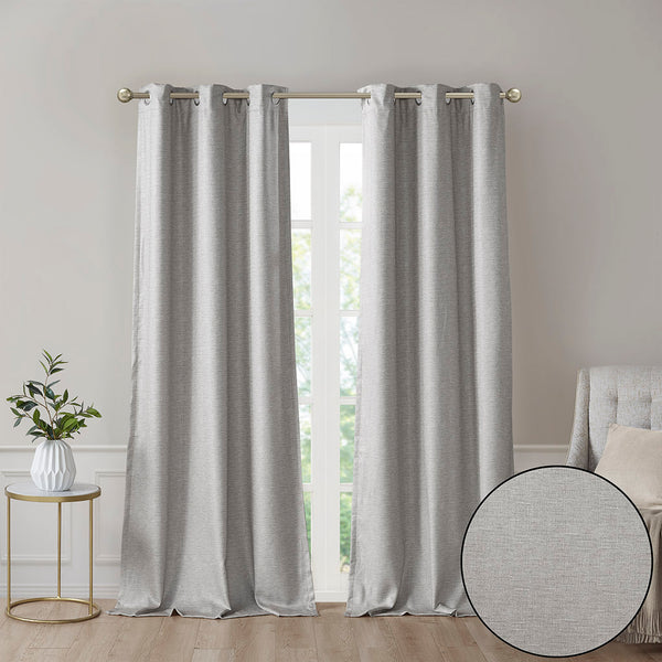 English Elm Tonal SunSmart Como Faux Silk Total Blackout Curtain Panel Pair with Thermal Foamback and Grommets Grey 6.59 L x 16.14 W x 7.48 H B03599838