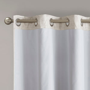 English Elm Tonal SunSmart Como Faux Silk Total Blackout Curtain Panels Pair with Thermal Foam‑Back, Grommet Top Ivory 6.59 L x 16.14 W x 6.69 H B03599833