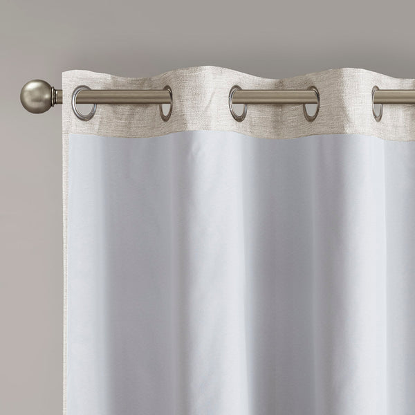 English Elm Tonal SunSmart Como Faux Silk Total Blackout Curtain Panels Pair with Thermal Foam‑Back, Grommet Top Ivory 6.59 L x 16.14 W x 6.69 H B03599833