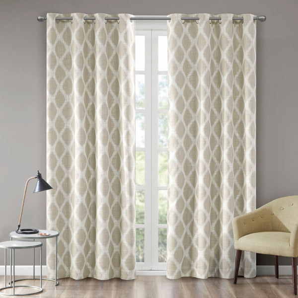 English Elm Printed Ikat Blackout Curtain Panel - Stylish Window Treatment For Energy Savings & Privacy Control B03599803-GIGA