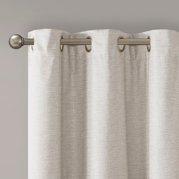 English Elm Tonal SunSmart Como Faux Silk Total Blackout Curtain Panels Pair with Thermal Foam‑Back, Grommet Top Ivory 6.59 L x 16.14 W x 6.69 H B03599833