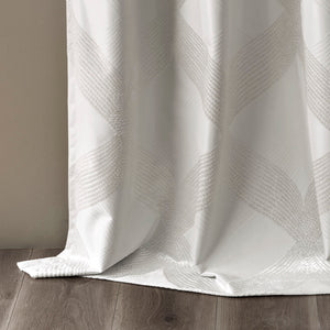 English Elm Ogee Knitted Jacquard Total Blackout Curtain Panel – Luxurious Privacy, Noise Reduction & Style B03599793