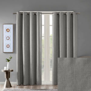 English Elm Printed Botanical Blackout Curtain Panel — SunSmart Julie textured polyester slub with noise-reducing foamback for energy savings and privacy, silver grommet top, 50x95" Grey 3.05 L x 10.24 W x 8.66 H B03599784