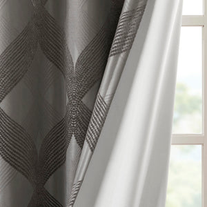 English Elm Ogee Knitted Jacquard Blackout Curtain Panel - Luxurious Privacy, Noise Reduction & Energy Savings B03599797