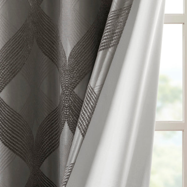 English Elm Ogee Knitted Jacquard Blackout Curtain Panel - Luxurious Privacy, Noise Reduction & Energy Savings B03599797