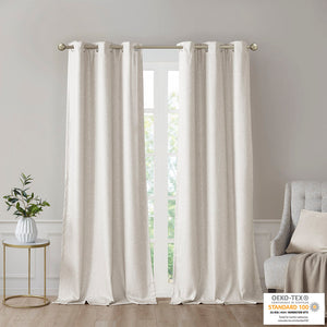 English Elm Tonal SunSmart Como Faux Silk Total Blackout Curtain Panels Pair with Thermal Foam‑Back, Grommet Top Ivory 6.59 L x 16.14 W x 6.69 H B03599833