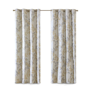 English Elm Printed Botanical Blackout Curtain Panel — SunSmart Julie textured polyester slub with noise-reducing foamback for energy savings and privacy, silver grommet top, 50x95" Yellow 3.05 L x 10.24 W x 8.66 H B03599780