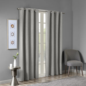 English Elm Printed Botanical Blackout Curtain Panel — SunSmart Julie textured polyester slub with noise-reducing foamback for energy savings and privacy, silver grommet top, 50x95" Grey 3.05 L x 10.24 W x 8.66 H B03599784