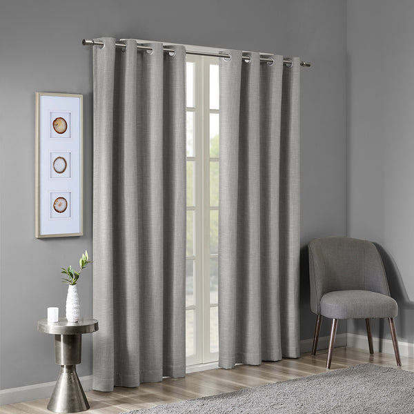 English Elm Printed Botanical Blackout Curtain Panel — SunSmart Julie textured polyester slub with noise-reducing foamback for energy savings and privacy, silver grommet top, 50x95" Grey 3.05 L x 10.24 W x 8.66 H B03599784