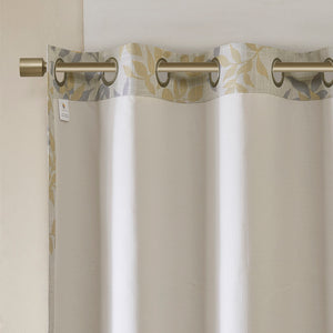 English Elm Printed Botanical Blackout Curtain Panel — SunSmart Julie textured polyester slub with noise-reducing foamback for energy savings and privacy, silver grommet top, 50x95" Yellow 3.05 L x 10.24 W x 8.66 H B03599780