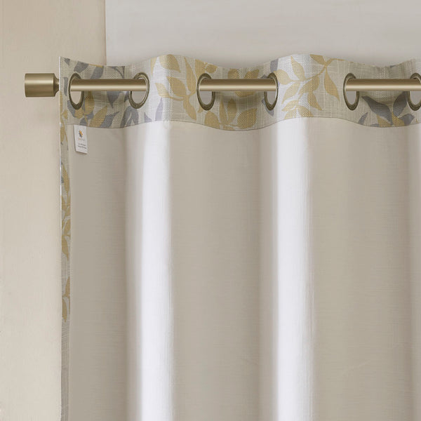 English Elm Printed Botanical Blackout Curtain Panel — SunSmart Julie textured polyester slub with noise-reducing foamback for energy savings and privacy, silver grommet top, 50x95" Yellow 3.05 L x 10.24 W x 8.66 H B03599780