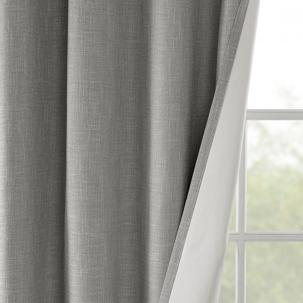 English Elm Printed Botanical Blackout Curtain Panel — SunSmart Julie textured polyester slub with noise-reducing foamback for energy savings and privacy, silver grommet top, 50x95" Grey 3.05 L x 10.24 W x 8.66 H B03599784