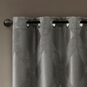 English Elm Ogee Knitted Jacquard Blackout Curtain Panel - Luxurious Privacy, Noise Reduction & Energy Savings B03599797