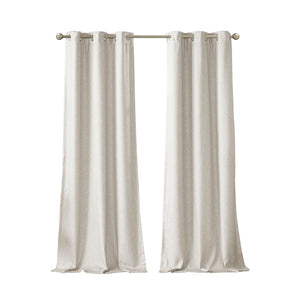 English Elm Tonal SunSmart Como Faux Silk Total Blackout Curtain Panels Pair with Thermal Foam‑Back, Grommet Top Ivory 6.59 L x 16.14 W x 6.69 H B03599833