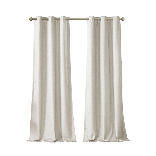 English Elm Tonal SunSmart Como Faux Silk Total Blackout Curtain Panels Pair with Thermal Foam‑Back, Grommet Top Ivory 6.59 L x 16.14 W x 6.69 H B03599833