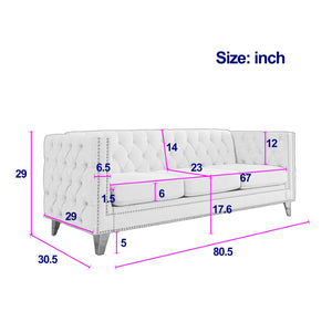 English Elm {contact Us for 3d Modeling} Grey Velvet Chesterfield Sofa Tufted Button Arms Copper Nailhead Beige W834S00568