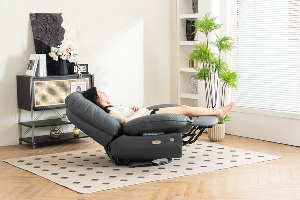 English Elm Power Recliner 270° Swivel Glider with Bluetooth Speakers, USB Charger, Phone Holder & Snack Storage DARK GREY W1752106963