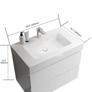 English Elm BB02-30-109, Integrated engineered quartz basin with overflow — sleek matte finish, durable modern bathroom centerpiece White W1865P321776