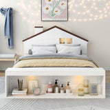 Hearth and Haven Full Size House Platform Bed with Led Lights and Storage WF302988AAK