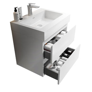 English Elm U005-Alice24-201 24" White Floating Bathroom Vanity With Soft-Close Drawers & Modern One-Piece Sink W1865S00001-GIGA