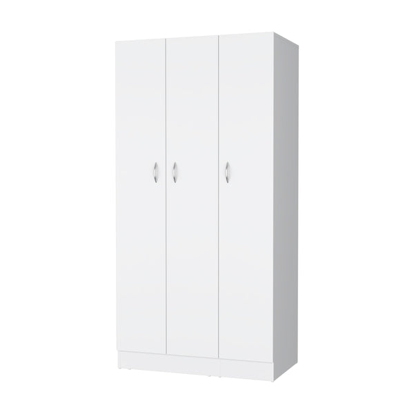 English Elm Augusta 3-Door Wardrobe White with Hanging Rod, 4 Shelves & 2 Drawers — Compact Stylish Storage Solution B062S00246