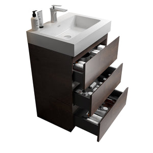 English Elm Alice 24" Walnut Bathroom Vanity With One-Piece Sink, Ample Storage & Soft-Close Drawers, Eco-Friendly W1865S00019
